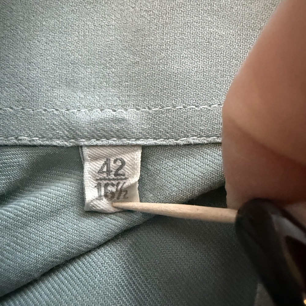 Ermenegildo Zegna Shirt Mens 16.5 42 Sage Green Dress Button Front Long Sleeve - Picture 5 of 8